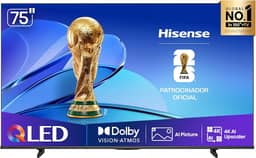 Hisense Smart TV UHD 4K QLED 75" Polegadas 75Q6QV com HDR10+, Dolby Atmos, Sports Mode, Game Mode Plus e Compatível com Alexa