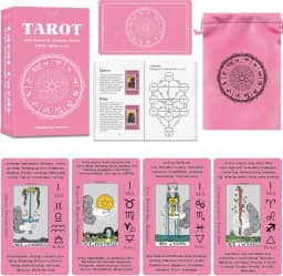 Smoostart Cartas de tarô para iniciantes com significados, baralho de cartas de tarô com guia (sem garantia de versão em português)