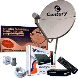 Kit Antena Parabólica c/Receptor Digital Century Midiabox B7 Sat Hd Regional
