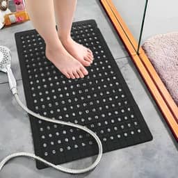 Tapete Antiderrapante para Box Banheiro Preto Segurança para Idosos e Crianças 42x30cm