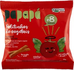 Papapá, Palitinho de vegetais infantil (Biscoito), Orgânico, Sabor Tomate & Manjericão, 20g, Vermelho