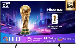 Hisense Smart TV UHD 4K QLED 65" Polegadas 65Q7QG Google TV Modo Jogo Pro 144 Hz, AMD FreeSync Premium, Dolby Vision Atmos e Compatível com Alexa