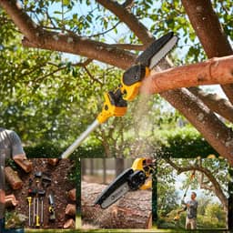 Mini Motosserra Podador Com Cabo Extensor a Bateria 48v 3m Altura Portátil