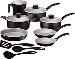 Jogo de Panelas Tramontina Turim em Alumínio com Revestimento Interno e Externo em Antiaderente Starflon Max Preto 10 Peças