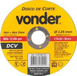 Disco de Corte 125,0x1,2x22,23 Dcv - Vonder