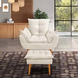 kit 1 poltrona Emily +puff descanso para os pés (bege)