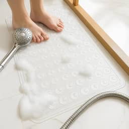 Tapete Banheiro Antiderrapante, Box, 40x100cm, com Furos de Drenagem e Ventosas – Lavável em Máquina