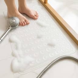 Tapete Banheiro Antiderrapante, Box, 40x100cm, com Furos de Drenagem e Ventosas – Lavável em Máquina