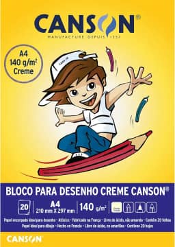 Bloco Desenho Creme A4 140g/m², Canson, 66667072, Creme, 20 Folhas