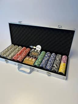 Maleta de Poker Profissional, 500 Fichas Holográficas, 7 Cores, com Estojo de Alumínio
