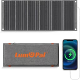 LUMOPAL Carregador solar portátil de painel solar dobrável de 30 W com saída máxima PD USB-C 30W USB-A 18W, painel solar de mochila para acampamento, painéis solares ultracompactos para caminhadas,