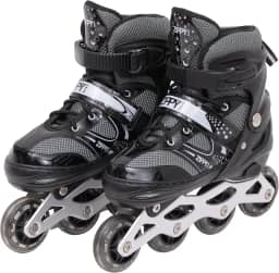 Zippy Toys, Patins Infantil e Juvenil Ajustável em Couro sintético PVC e PP Tamanho 33 ao 37 Sports, Cinza e Preto