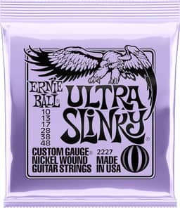 Cordas para guitarra elétrica Ernie Ball Ultra Slinky, revestimento de níquel, calibre 10-48