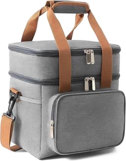 Bolsa Térmica Grande Espaçosa Dois Compartimentos Lancheira Para Marmita, Passeio, Escola, Faculdade, Trabalho Bolsa Para Marmita (Cinza)