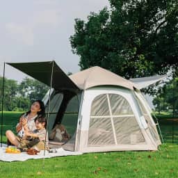 Barraca de acampamento para 3 a 6 pessoas, barraca pop-up instantânea fácil para acampamento, barraca de acampamento familiar à prova d'água, portátil, à prova de vento, para acampamento
