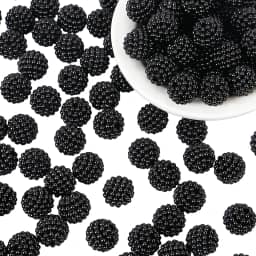 200 peças de contas de pérola de 15 mm contas pretas de chiclete contas de bolha de pérola DIY contas de acrílico para fazer joias, colar, pulseira, brinco