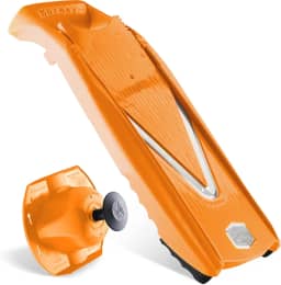 Börner Reston Lloyd Mandoline Slicer V5 (conjunto básico) • Cortador em V com 4 opções de corte e suporte seguro para alimentos • Fatiador de cozinha ajustável para legumes e frutas • Cor: laranja