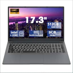 Laptop de 17 polegadas com teclado retroiluminado, teclado de fonte grande tamanho completo, Celeron N5095 8 GB RAM 512 GB SSD, computadores com Win 11, tipo C, webcam, Wi-Fi duplo, BT4.2 e