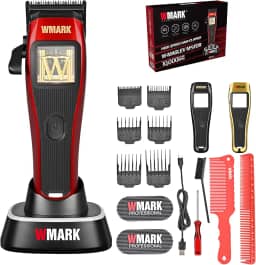 WMARK Cortador de cabelo profissional durável sem fio para barbeiros, estilistas e homens - Motor Maglev de 10.000 RPM, lâmina desbotada com abertura zero revestida com DLC, 3 tampas modulares NG-X1
