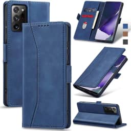 Jasonyu Flip Carteira Capa para Samsung Note 20 Ultra,Capinha Folio Magnética de Couro com Suporte para Cartão,Suporte para Chute - Protetora Durável de TPU à Prova de Choque para Telefone,Azul