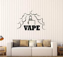 Decalque de parede Vape fumo cigarro narguilé decoração vinil adesivo grande decoração (ed2072) preto