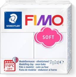 STAEDTLER Massa de Modelar Profissional FIMO Soft 57g (1 Unidade) Branco - 8020-0 - Argila Polímera Para Biscuit que Endurece no Forno – Ideal para Artesanato, Miniaturas e Bijuterias