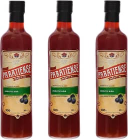 Kit 3 Licores de Jabuticaba Paratiense 500 ml Creme Fino Nacional Tradicional Coquetéis Exóticos Sobremesas Lembrancinha Presente Natal