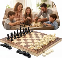 Jogo Xadrez 3 em 1 Magnético com Damas Gamão Tabuleiro Dobrável 39x39 cm Estilo Estojo Clássico Profissional Grande Luxo Peças Resina de Alto Impacto Recreação Estratégia Tamanho Extra Grande