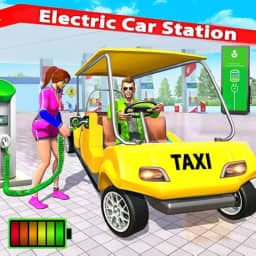 Jogos de condução de táxi de rádio inteligente de shopping dos EUA - Simulador de escolha e queda de carro de limusine de cidade moderna 2022 - Mega 3D Advance Parking Electric Vehicle Rider - Real Am