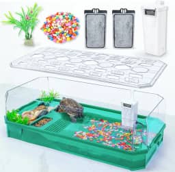 Gaiola de Tartaruga Terrário com Filtro e Bomba, Fácil Troca de Água, Ideal para Tartarugas, Sapos com Chifres, Caranguejos Eremitas e Répteis, Plástico, Moderno