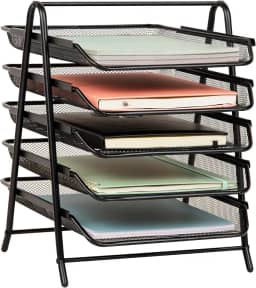 Organizador de mesa Mind Reader com 5 bandejas deslizantes para cartas, documentos, correio, arquivos, papéis, preto