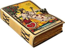 Diário de couro feito à mão The Empress – Livro de feitiços em branco das sombras, grimório vintage, diário de lixo, caderno de desenho e caderno de couro – 200 páginas na borda do baralho – presentes