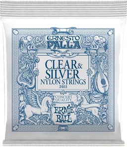ENCORDOAMENTO P/ VIOLÃO CLÁSSICO ERNESTO PALLA CLEAR AND SILVER NYLON TENSAO MEDIA P02403 ERNIE BALL