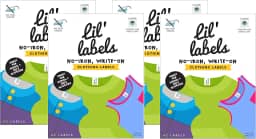 Lil' Labels Etiquetas de roupas, nome para escrever no nome, não passar a ferro, pode ir à máquina de lavar e secar na secadora. Etiqueta infantil para creche e escola, conjunto de 4