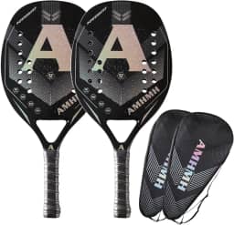 Kit 2 Raquetes de Beach Tennis Profissionais de Fibra de Carbono 3K e 2 Bolsas porta-raquete