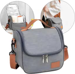 Bolsa Térmica Lancheira com Alça de Ombro para Marmita - Trabalho Academia Escola e Passeios Super Premium (CINZA)