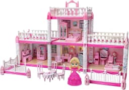 Casa Casinha de Boneca Castelinho Princesa Brinquedo Infantil 16 Móveis