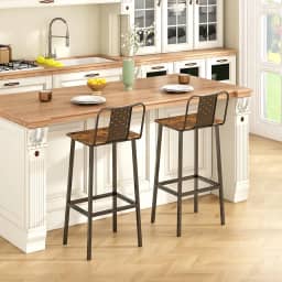 Banquetas para Balcão, Conjunto de 2 Peças de Banqueta Alta para Balcão, Bancos de Metal Bar de Cozinha, Bancos de Bar Adequado para Bares, Cozinhas e Cafés