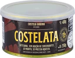 Costelata, Costela bovina na lata, cozida em cubos em conserva, sem osso, sem adição de conservantes, Artesanal, 400 gramas