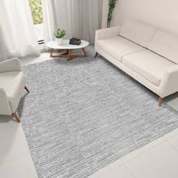 Tapete Sala Quarto Antiderrapante 2,00 x 3,00 Grande Mesclado Cinza Decoração Rústico Artesanal Jacquard Neutro Minimalista Praticidade Limpeza Lavável