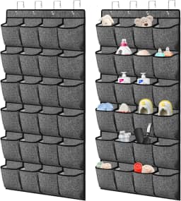 Organizador de sapatos acima da porta, organizador de sapatos para porta de armário, 48 bolsos, organizador Zapateras para sapatos infantis, chinelos, roupas íntimas, meias, cruise Essentials, preto,