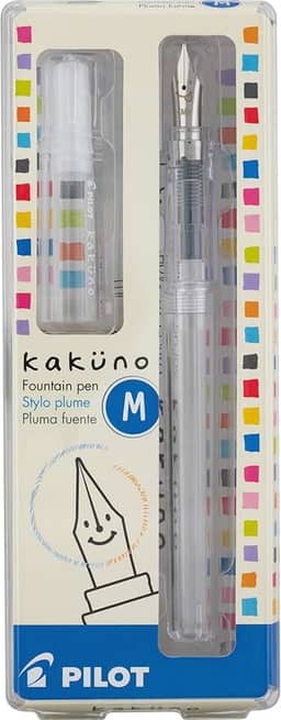 PILOT Caneta-tinteiro Kakuno, corpo transparente, ponta média (10822)