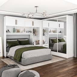 Guarda-roupa Casal Modulado 4 Portas Santiago 3 Portas Premium 5 Gaveta com Espelho Branco