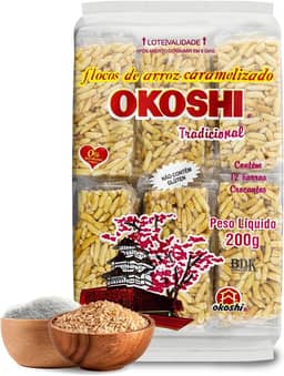 OKOSHI - Okoshi Tradicional 12 Barrinhas - Snacks Saudáveis, Lanches Fit para a Dieta - Vegano, Sem Glúten, Sem Lactose, Sem Gordura Trans, Kosher - 200g