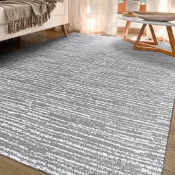 Tapete Sala Antiderrapante 2,00m x 1,40m Emborrachado Mescla Cinza Luxuoso Artesanal de Tear Jacquard Decoração Rústico Estonado para Quarto Fácil de Limpar Lavável