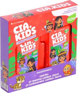 Cia. da natureza, Kit Infantil, Shampoo e Condicionador, Para cabelos Finos e Delicados, Lisinhos Tropicais, Vegano, 2 X 250ml