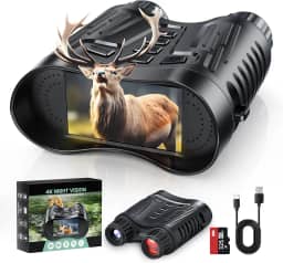 LYSMOSKI Binóculos de visão noturna digital, 8X 4K Ultra HD, tela de 3 polegadas, cartão de 32 GB, bateria de 2600 mAh