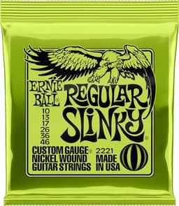 Cordas para guitarra elétrica Ernie Ball Regular Slinky, revestimento de níquel, calibre 10-46