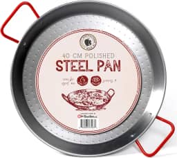 Gourmanity Feito pela Garcima Panela de Paella de Aço Carbono de 40 cm, Frigideira Grande de Aço Polido de 40 cm da Espanha, Ótimo para Festas de Paella em Interiores, Exteriores e Mais, Paeller