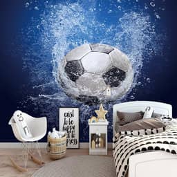Papel de parede 3D papel de parede futebol foto fundo de TV mural de parede (188 x 139 cm, tecido de seda 3D)